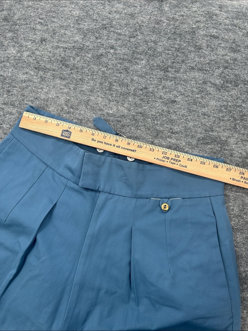 On The Sunny Side Eco Cotton Blue High Waisted Pleated Trouser Pants 38 Waist - Picture 8 of 10